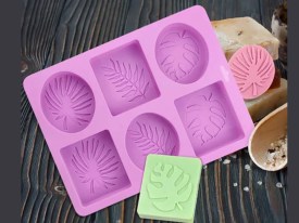 Molde silicona 6 jabones rectangulares ornamental
